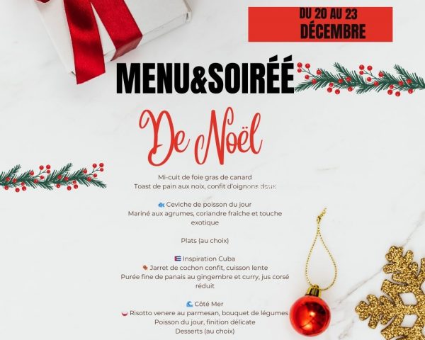 Affiche événement marché de noël artisanat festif minimaliste et moderne rouge blanc noir (Publication Instagram)-1 Restaurant Noël à Avignon La Bodeguita