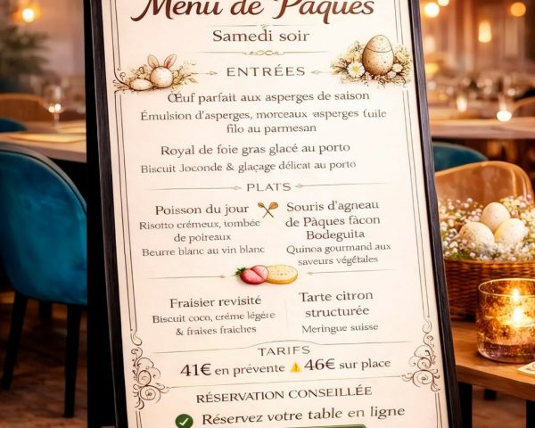 menu dîner soirée Avignon Pâques restaurant festif