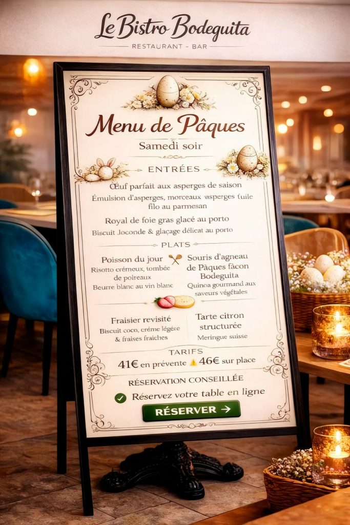  menu dîner soirée Avignon Pâques restaurant festif